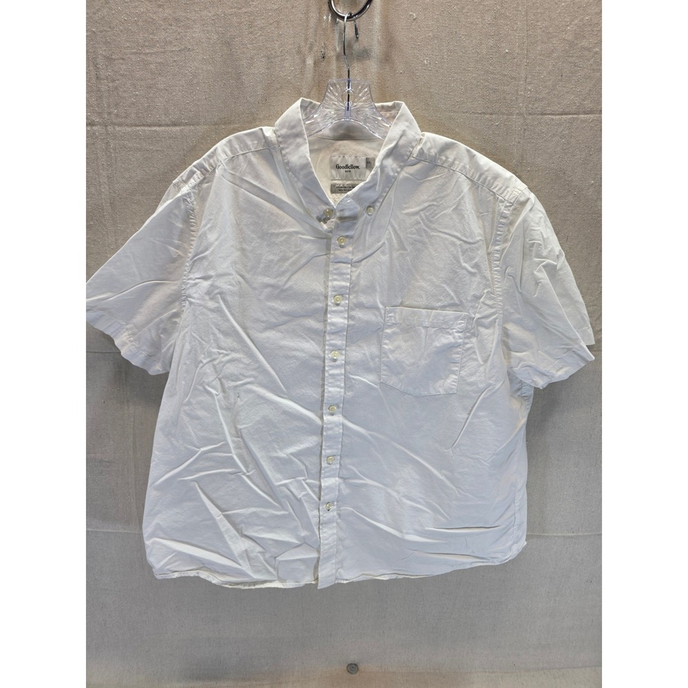 Goodfellow & Co Mens XXL White Short Sleeve Button Down Shirt Standard Fit 2643